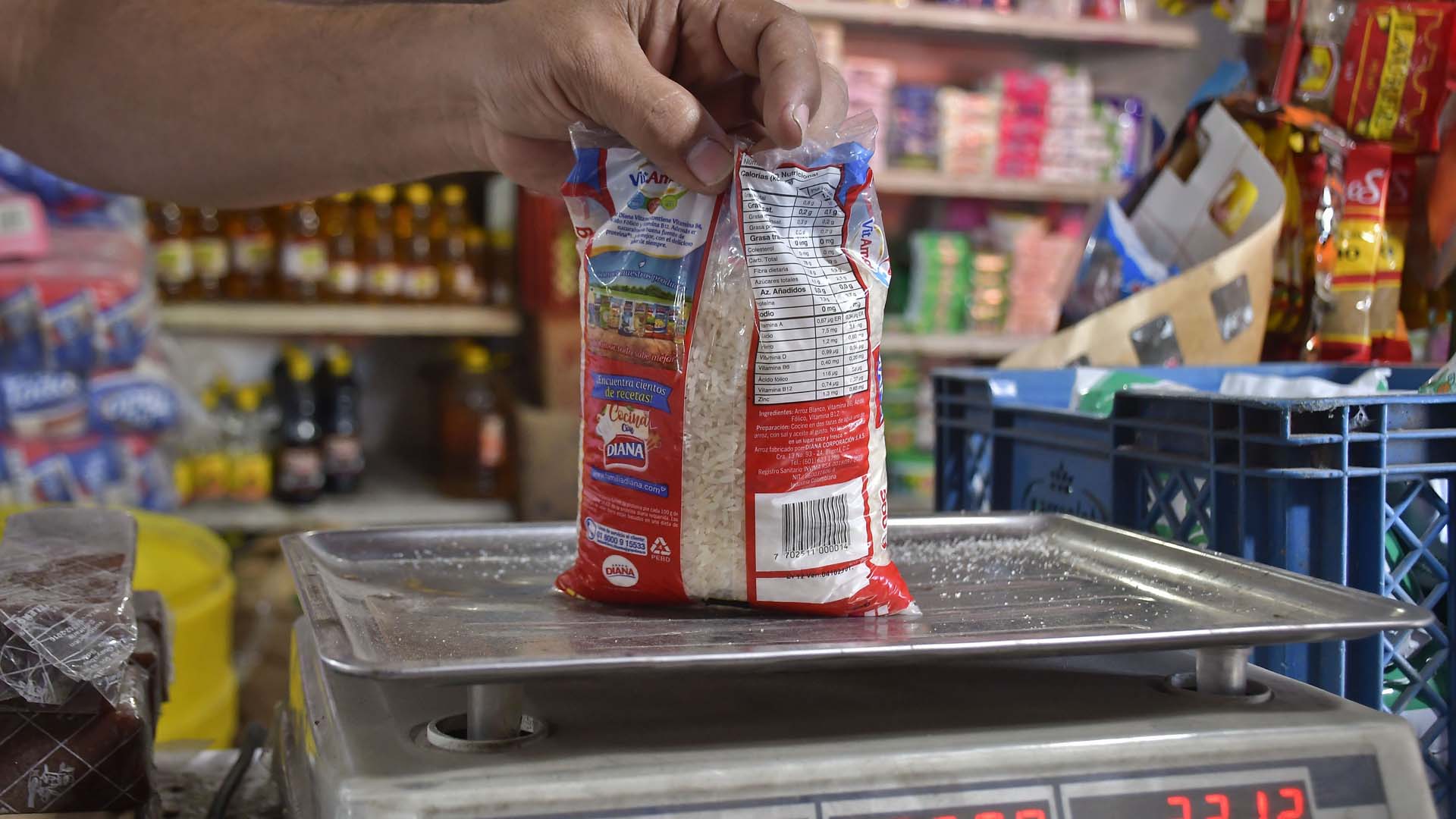 Una bolsa de arroz en una tienda de Barranquilla