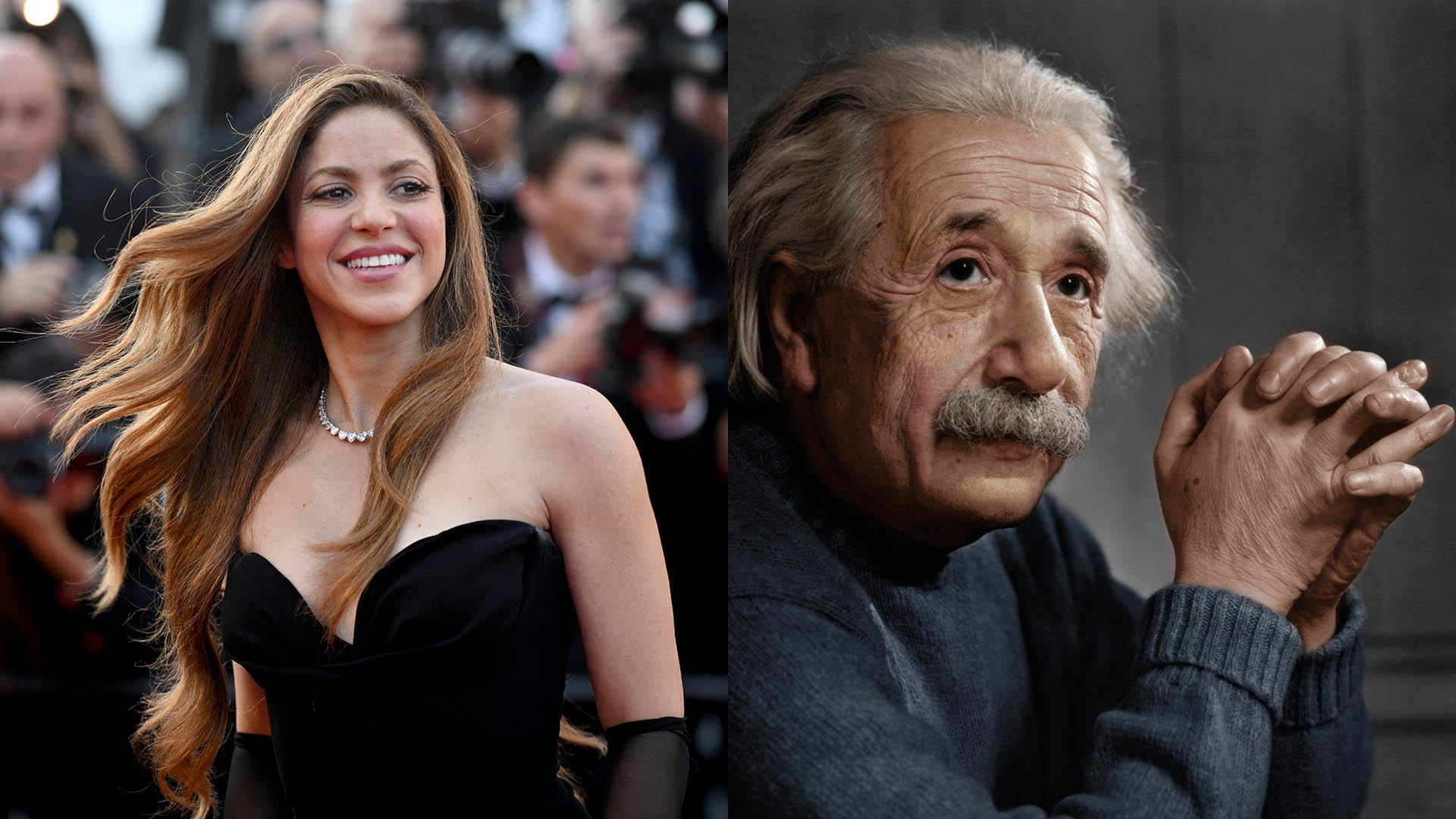 Shakira a la izquierda y Albert Einstein a la derecha 