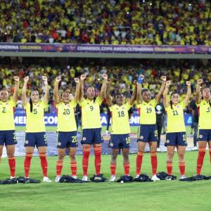 Protesta de las jugadoras de la selección Colombia Femenina.