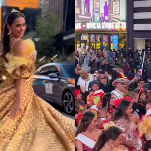 Imágenes de la reina del Carnaval 20223 y su comitiva en el Times Square.