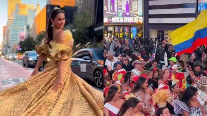 Imágenes de la reina del Carnaval 20223 y su comitiva en el Times Square.
