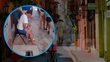 Imagen de referencia de una calle en Cartagena y de la turista lesionada