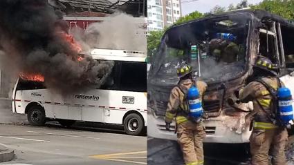 El bus en medio de las llamas